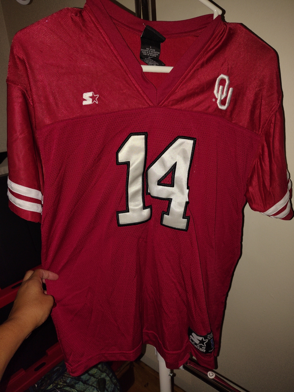 STARTER Men's Red OU #14 Football Jersey